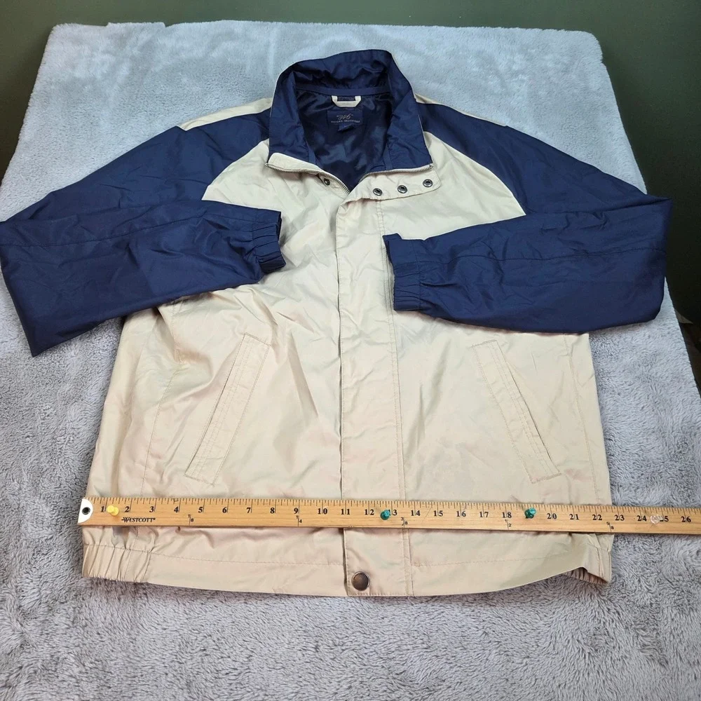 VTG Brooks Brothers 346 Bomber Jacket Harrington Mens XL Windbreaker Tan Blue